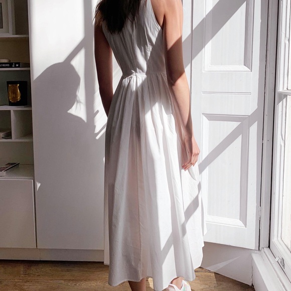 Flowy Pleated Racerback Dress NEW Sz 0 XS White - Picture 2 of 6